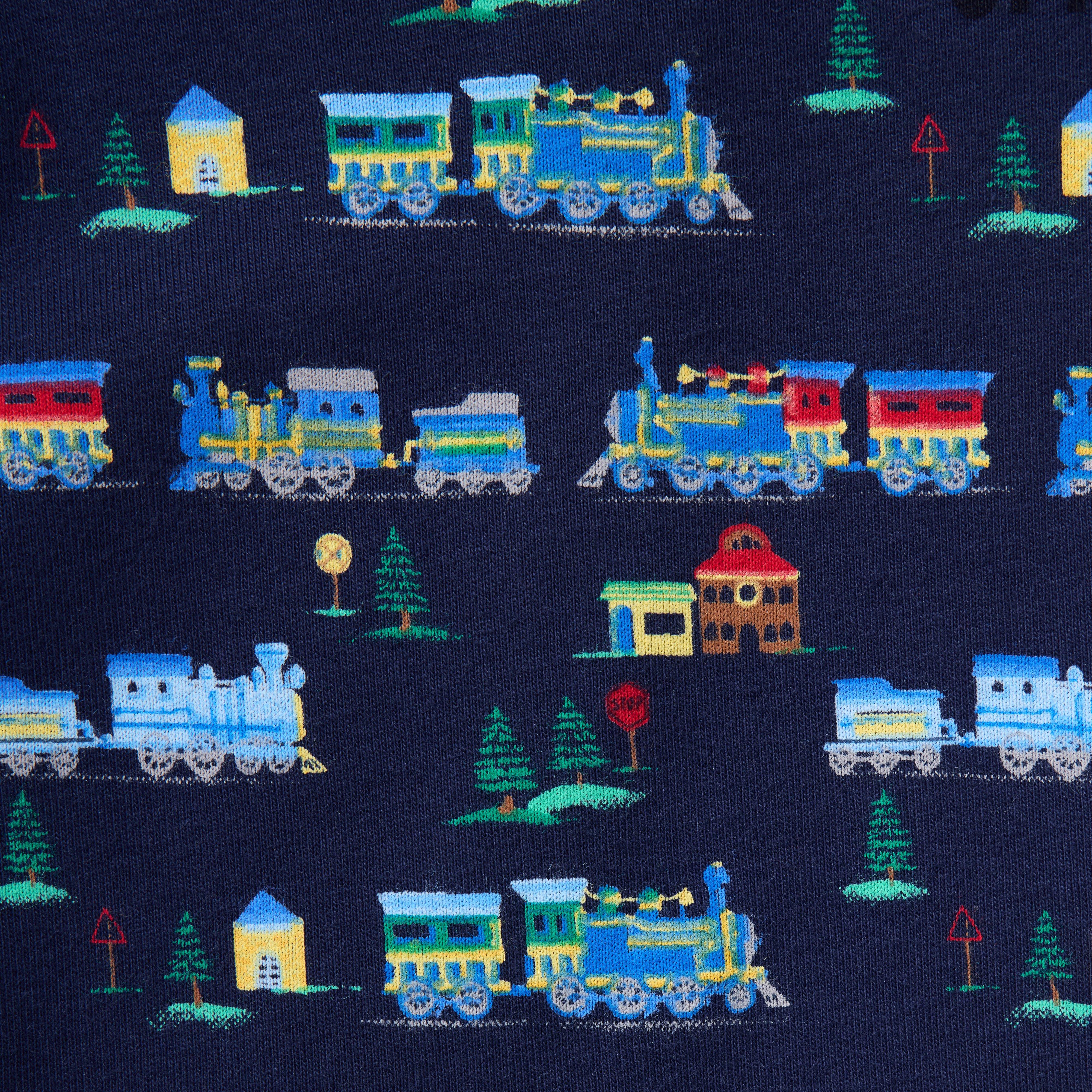 Baby Organic Cotton Train Footed Pajama image number 1