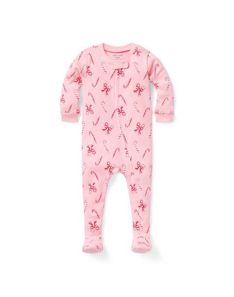 Baby Organic Cotton Candy Cane Footed Pajama