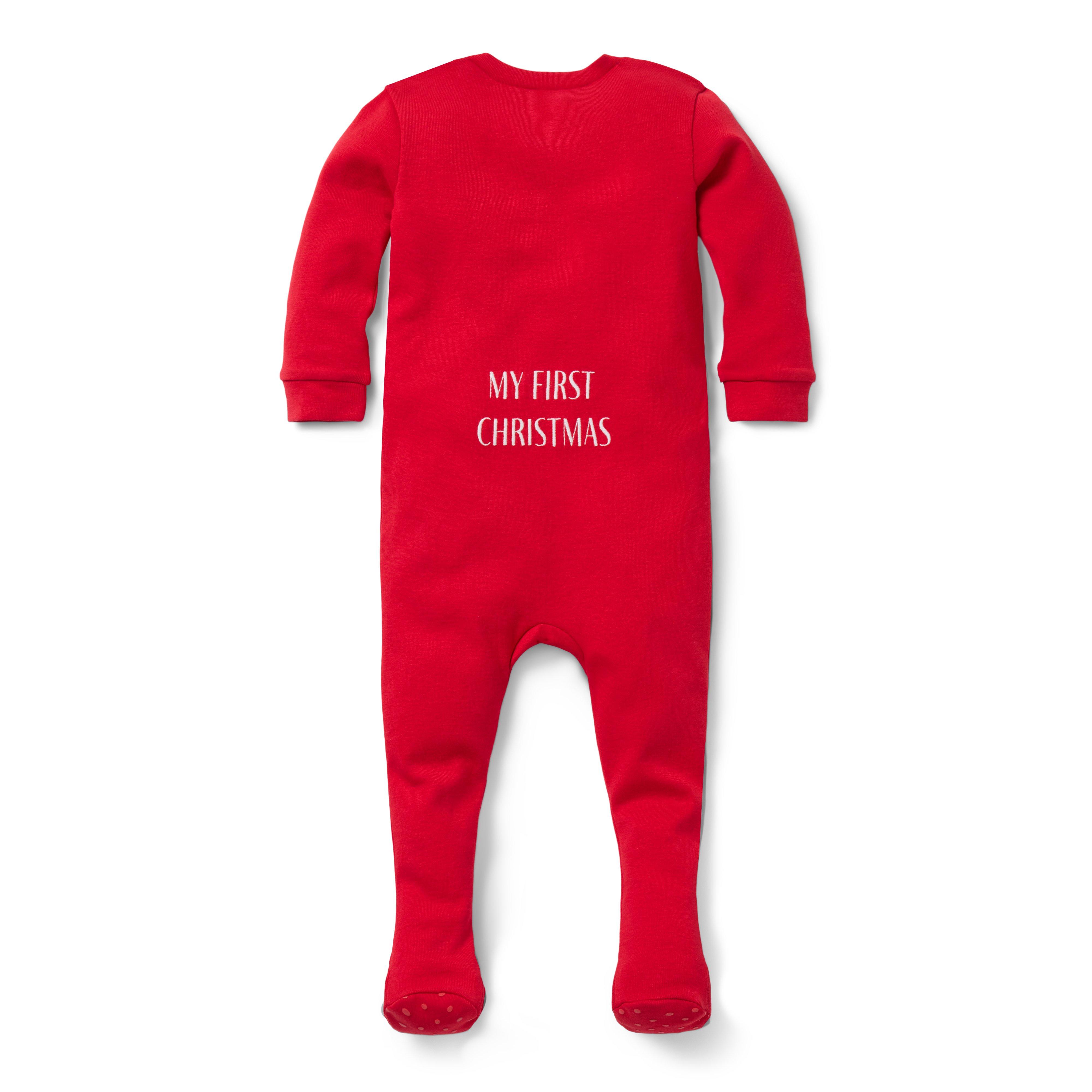 Baby Organic Cotton First Christmas Footed Pajama image number 1
