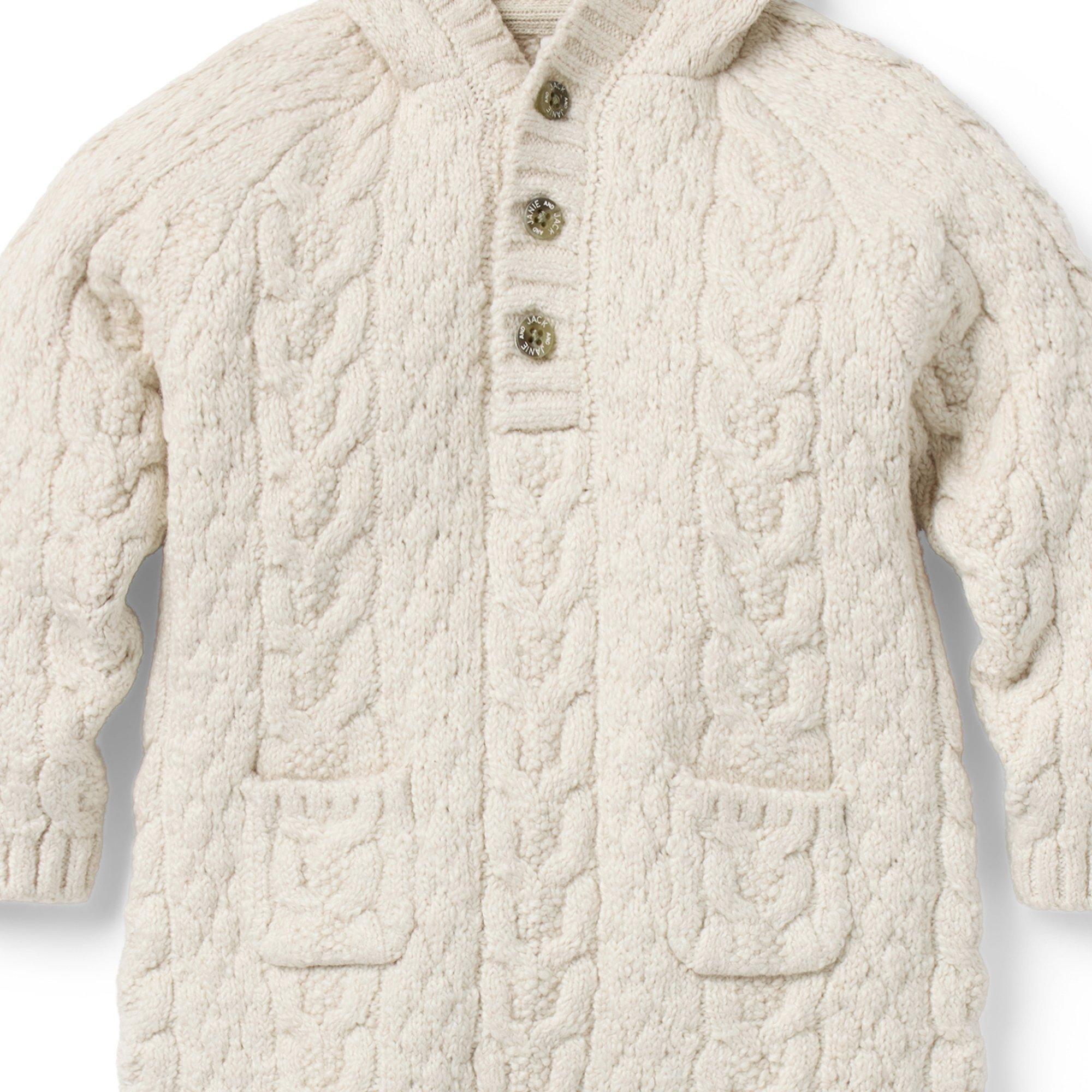 Baby Bear Ear Hooded Cable Knit One-Piece image number 2