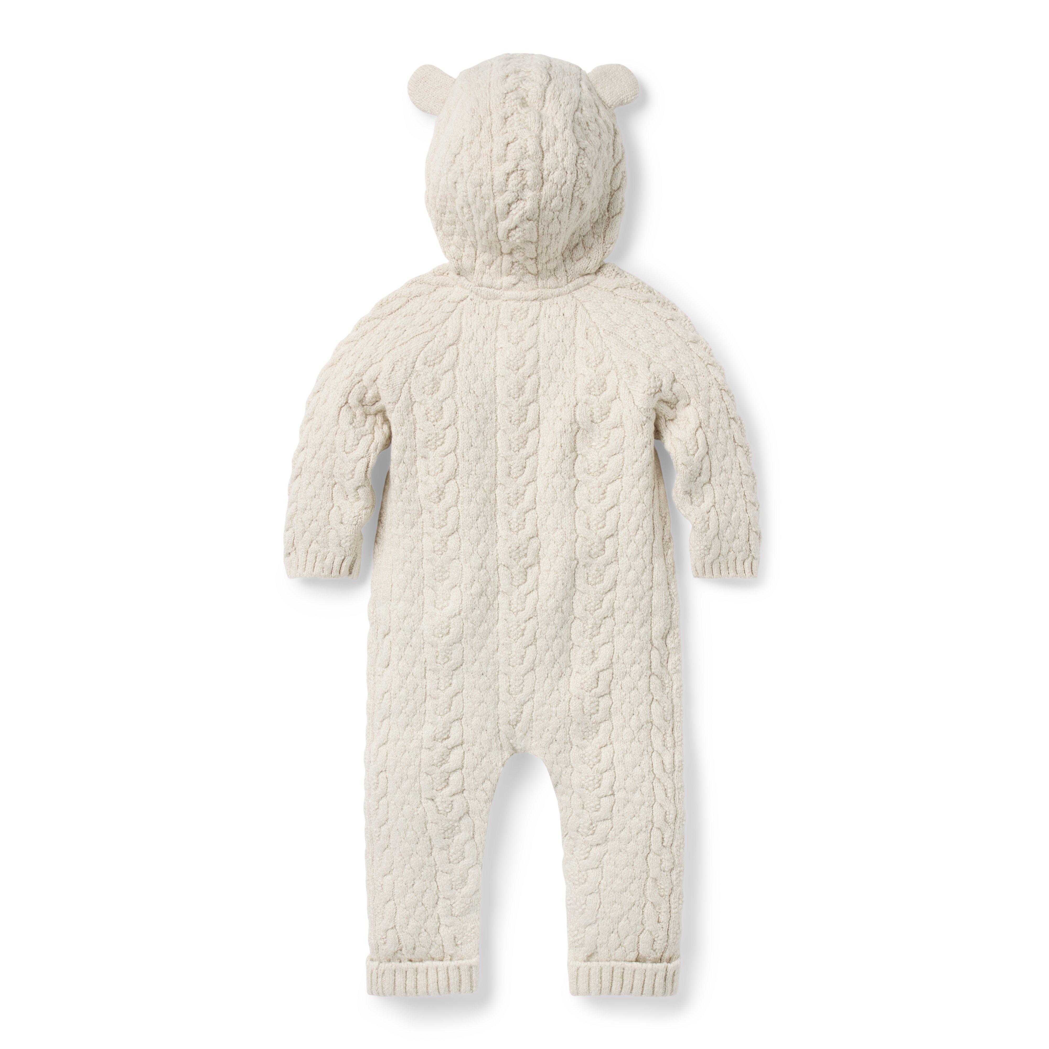 Baby Bear Ear Hooded Cable Knit One-Piece image number 1