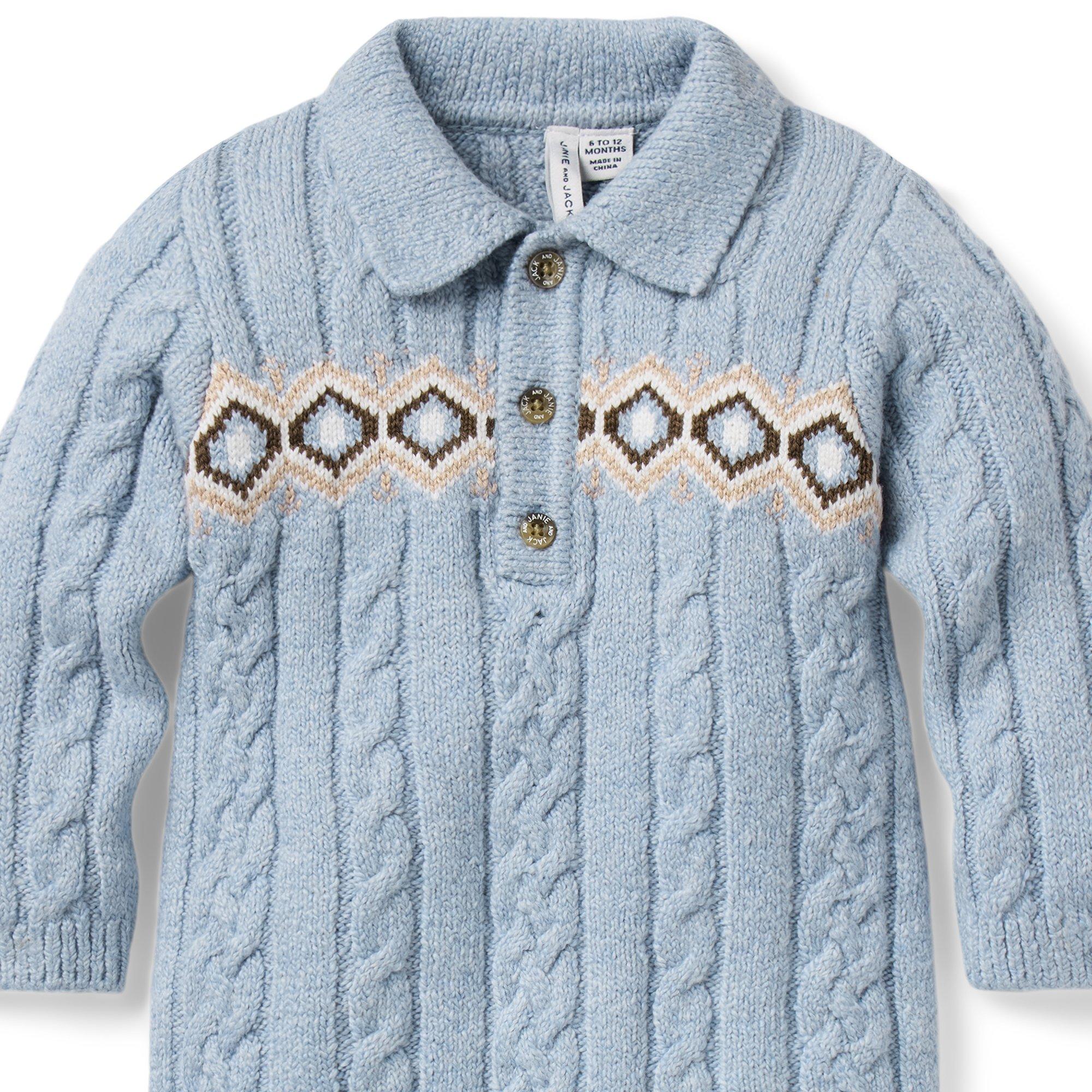 Baby Cable Knit Fair Isle One-Piece image number 2