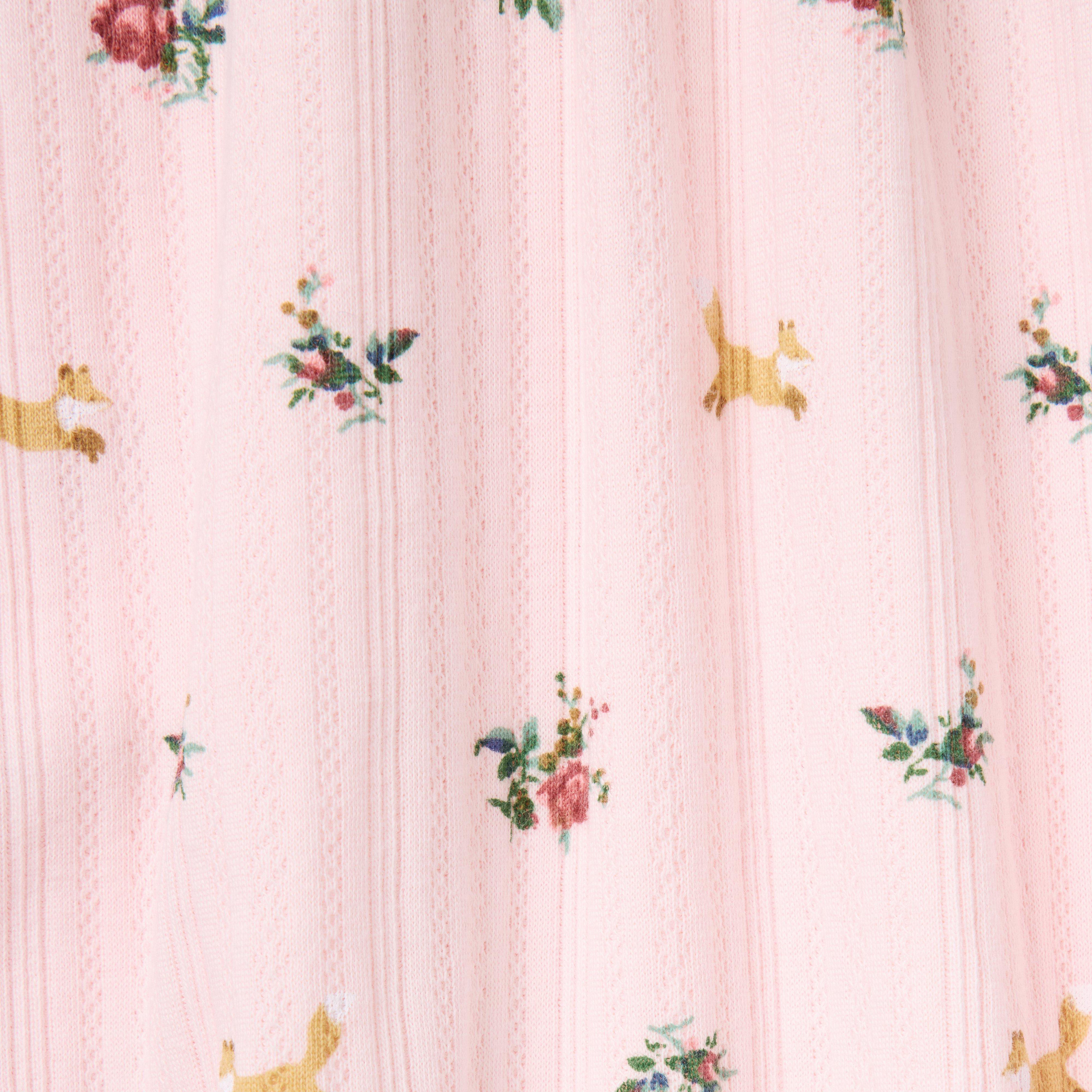 Baby Fox Floral Pointelle Romper image number 1