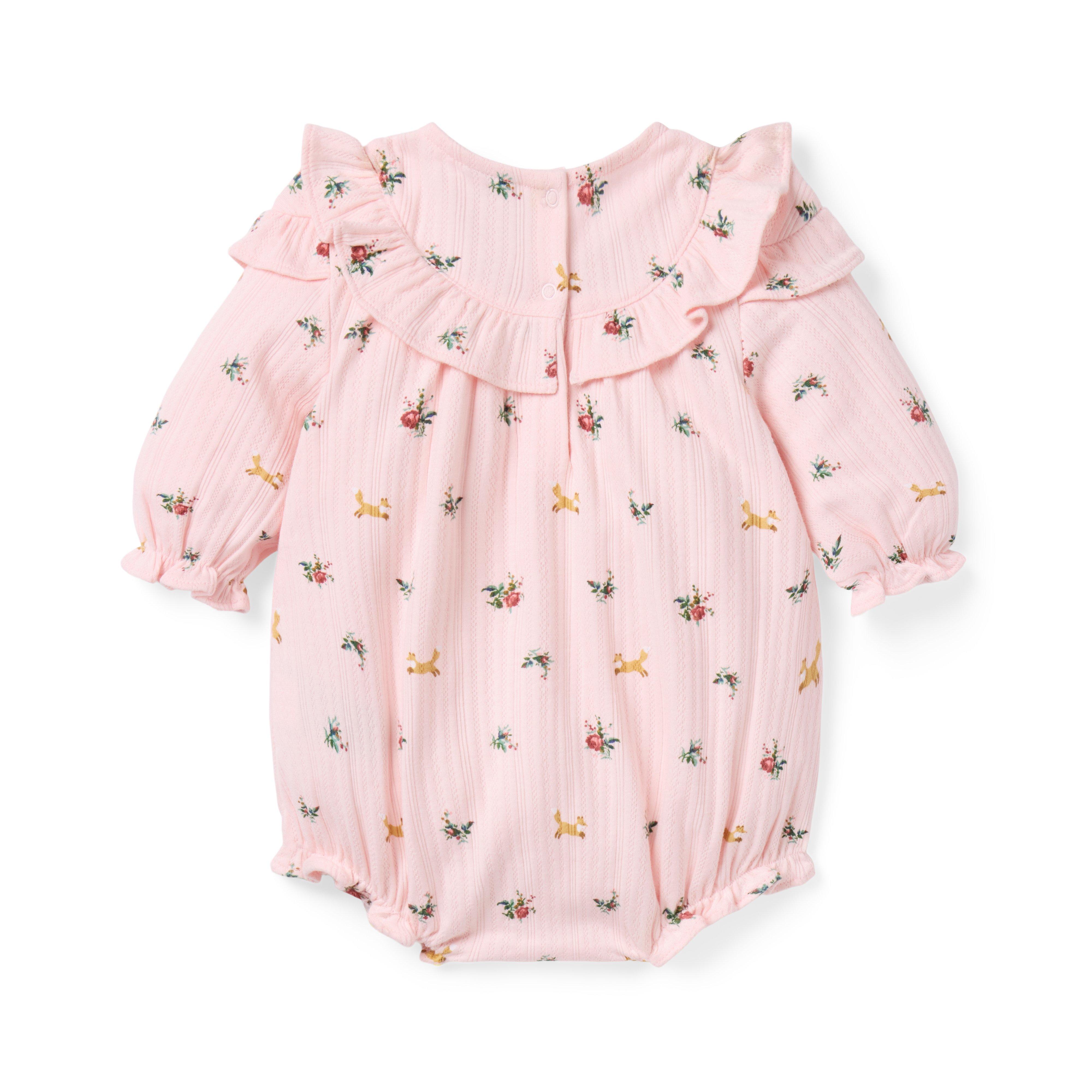 Baby Fox Floral Pointelle Romper image number 2