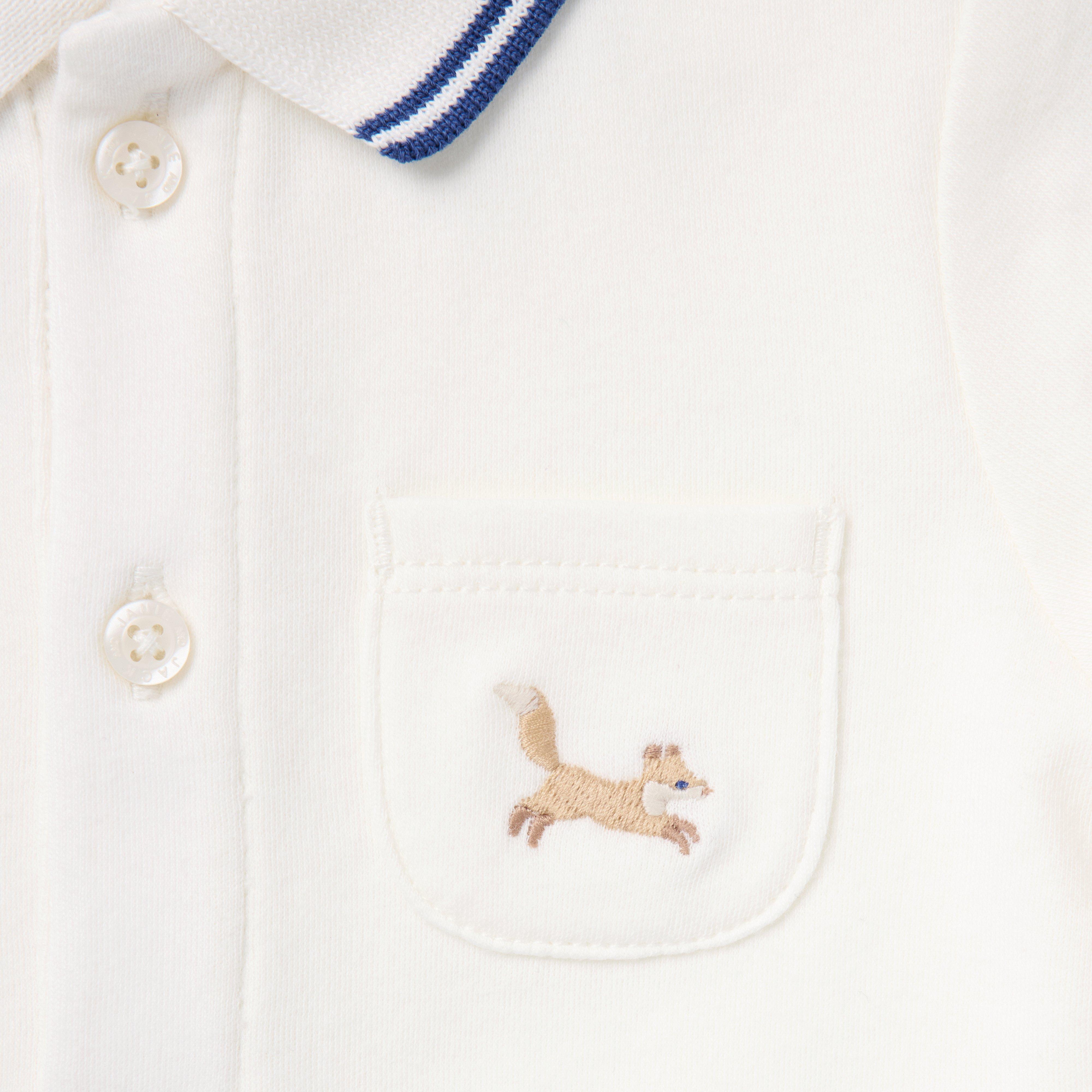 Baby Embroidered Fox Polo Bodysuit image number 1