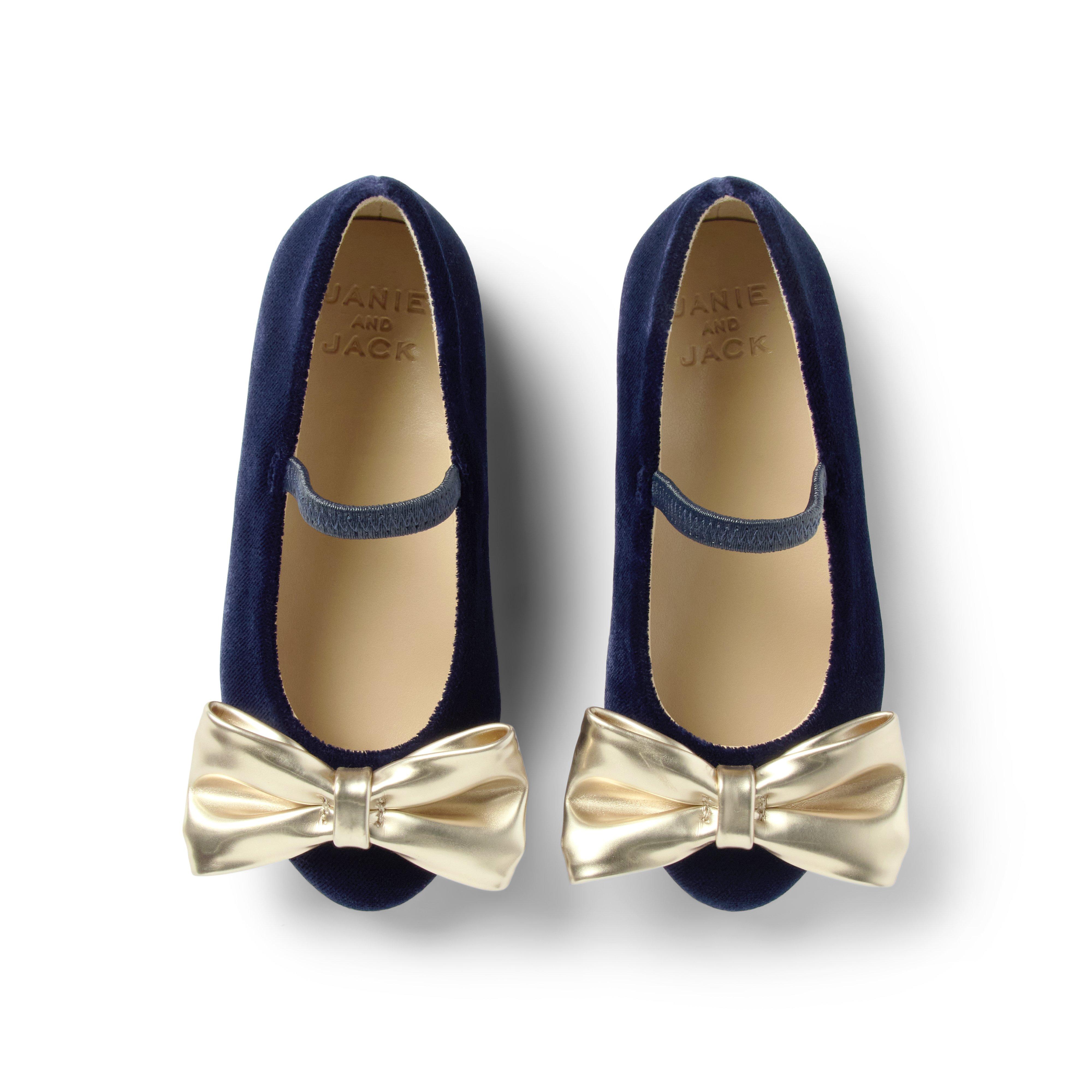 Metallic Bow Velvet Ballet Flat image number 1