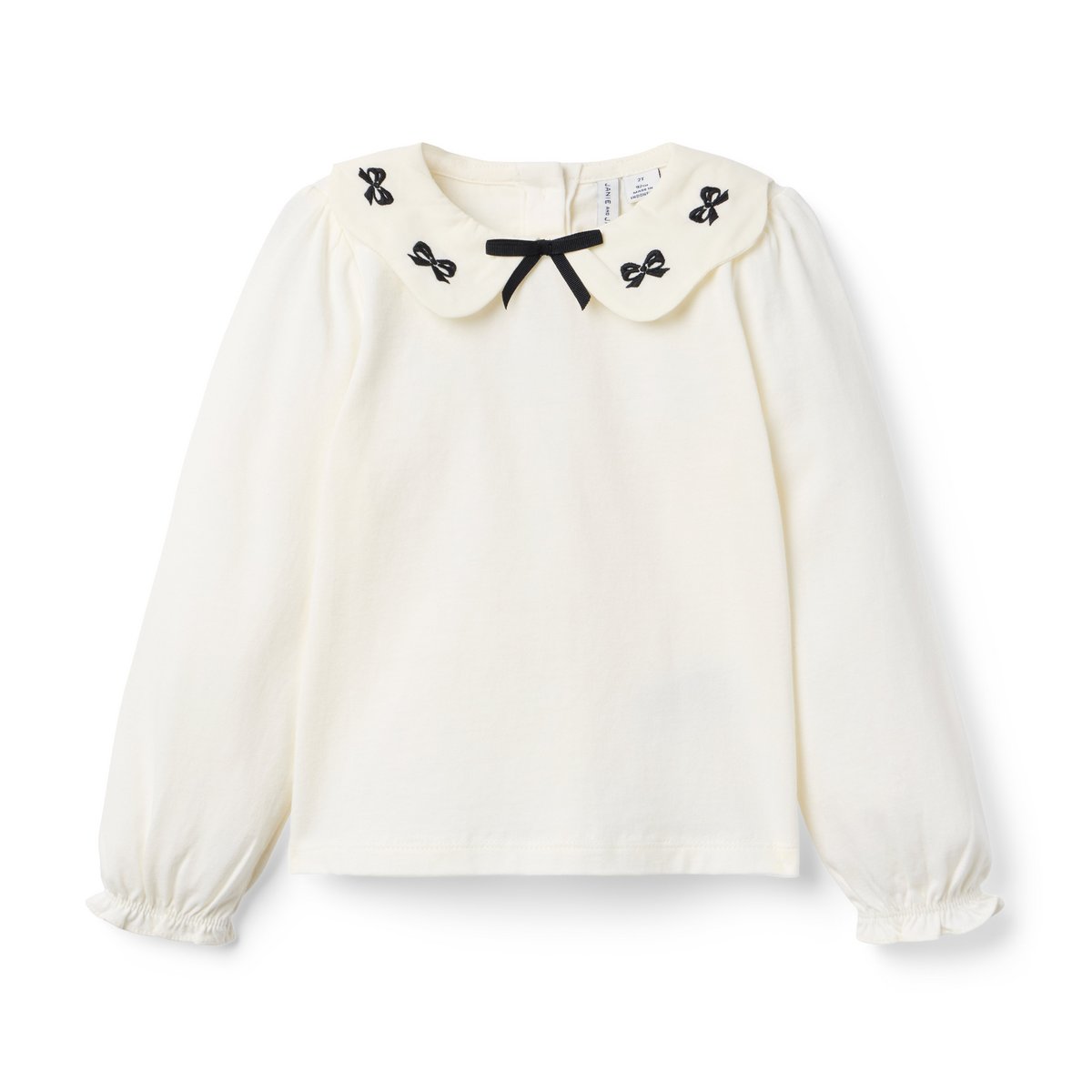 Топ Janie and Jack Embroidered Bow Collar для девочек, цвет: Кремовый