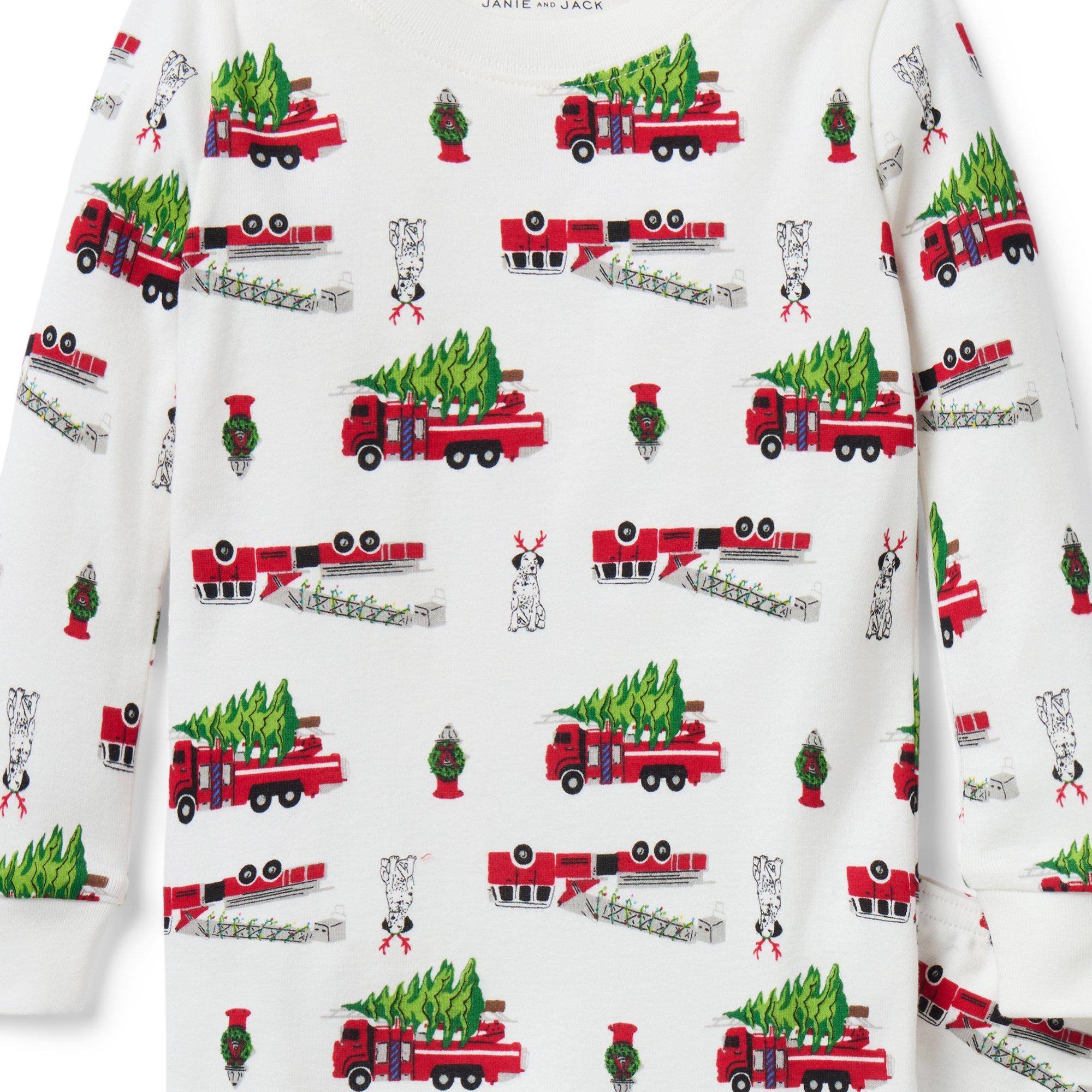 Organic Cotton Holiday Firetruck Pajama image number 2