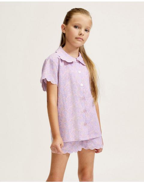 Petite Plume Kids Twill Colette Short Set in Fleur Blush