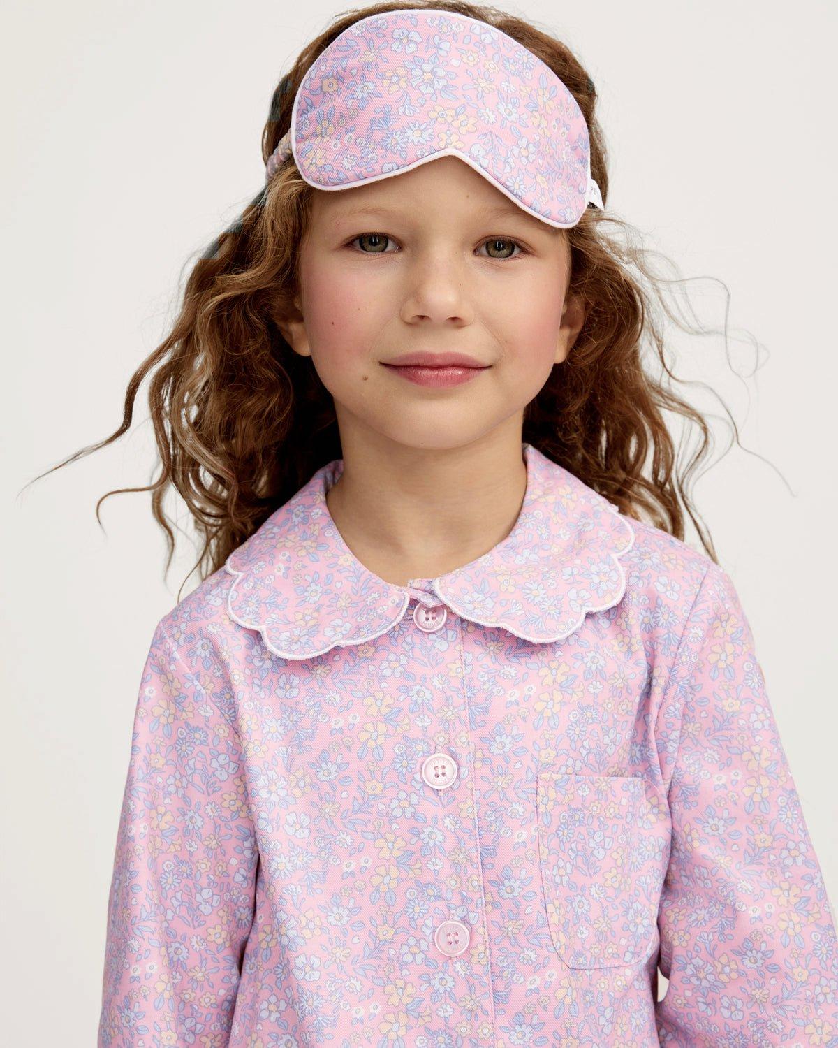 Petite Plume Kids Twill Sleep Mask in Fleur Blush image number 1