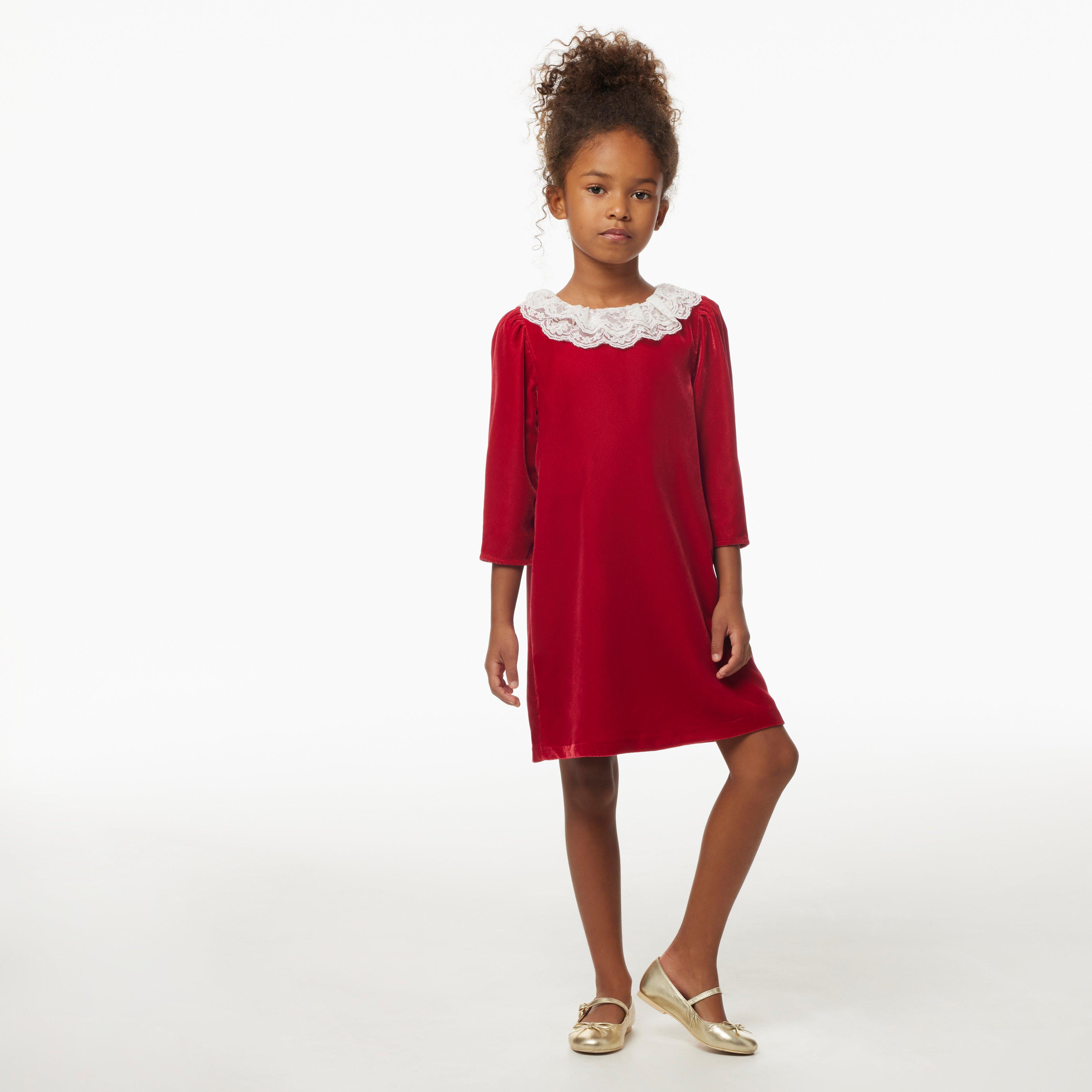 Girls red velvet dress hotsell