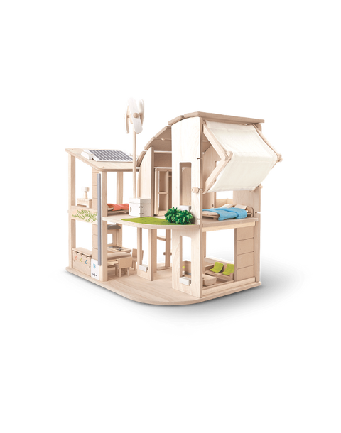 Green Dollhouse With Furniture