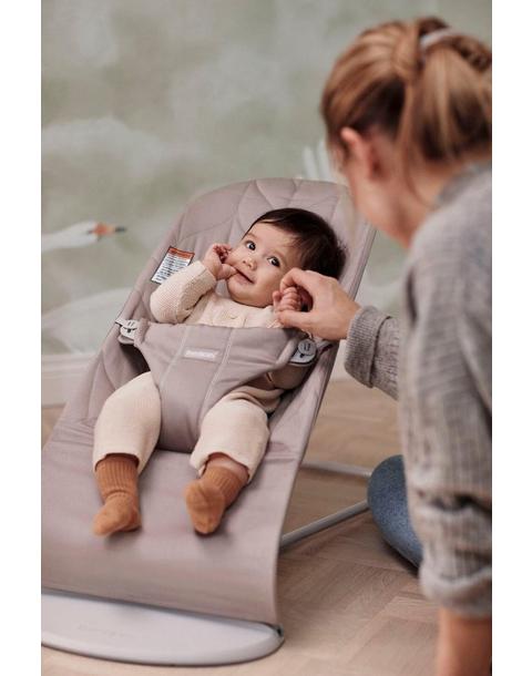 Baby Bouncer Bliss: Petal Quilt Woven | Sand Gray