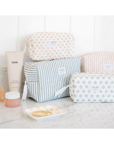 Blue Stripe Large Cosmetic Pouch