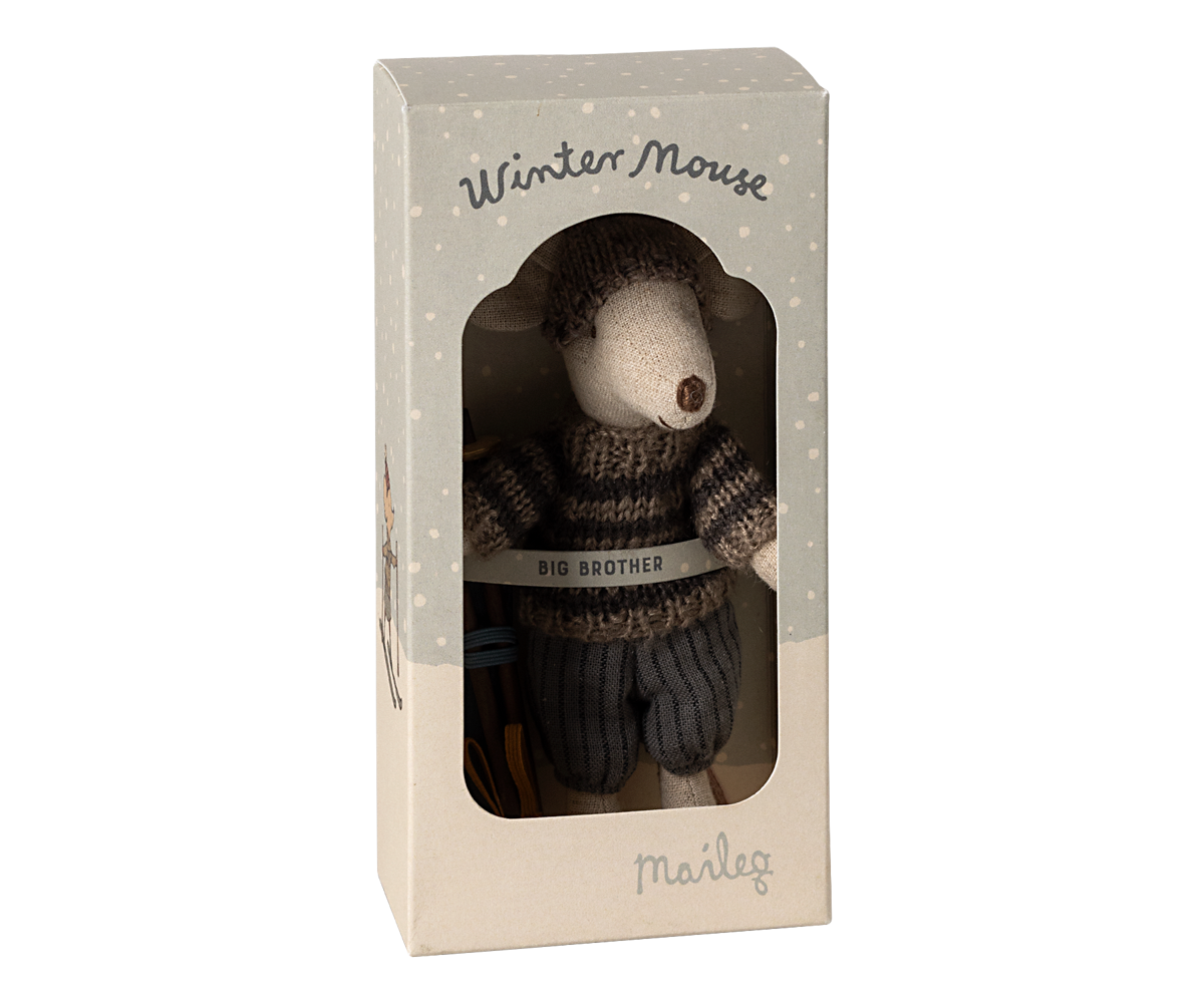 Winter mouse with ski set, Big brother - Grey image number 2