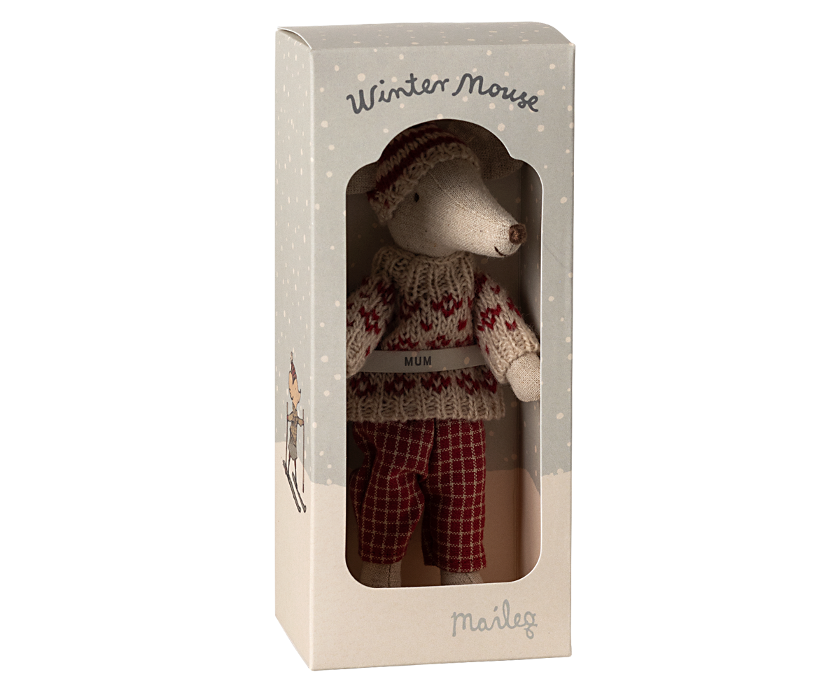 Winter mouse with ski set, Mum - Red image number 1