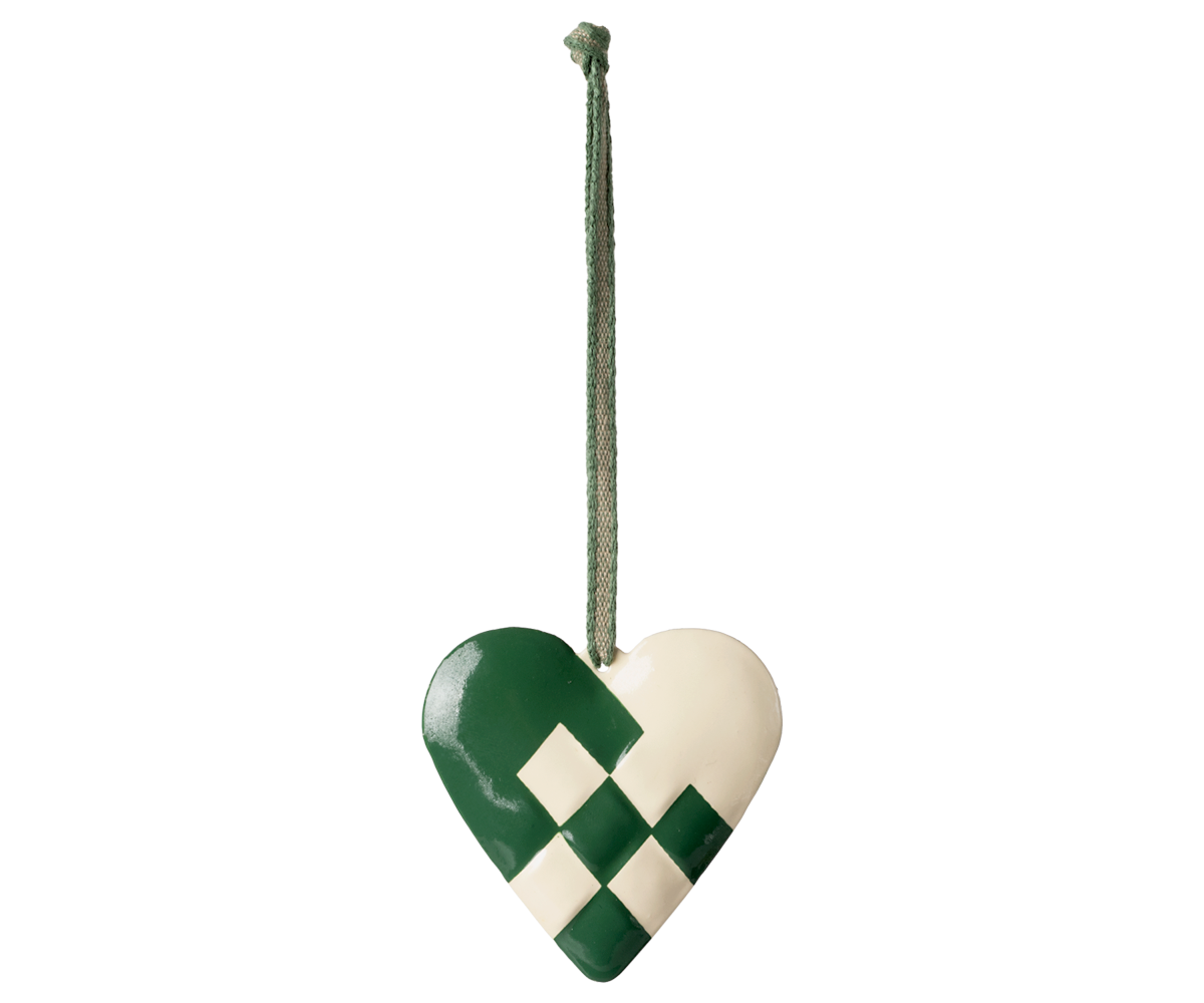 Metal ornament, Large heart - Dark green image number 0