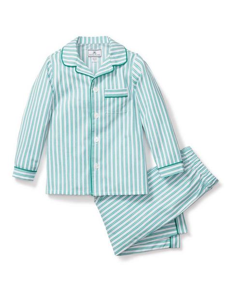 Children's Pajama Set in Emerald Ticking