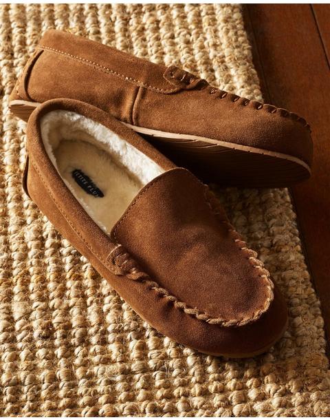 Kids Suede Slippers in Tan