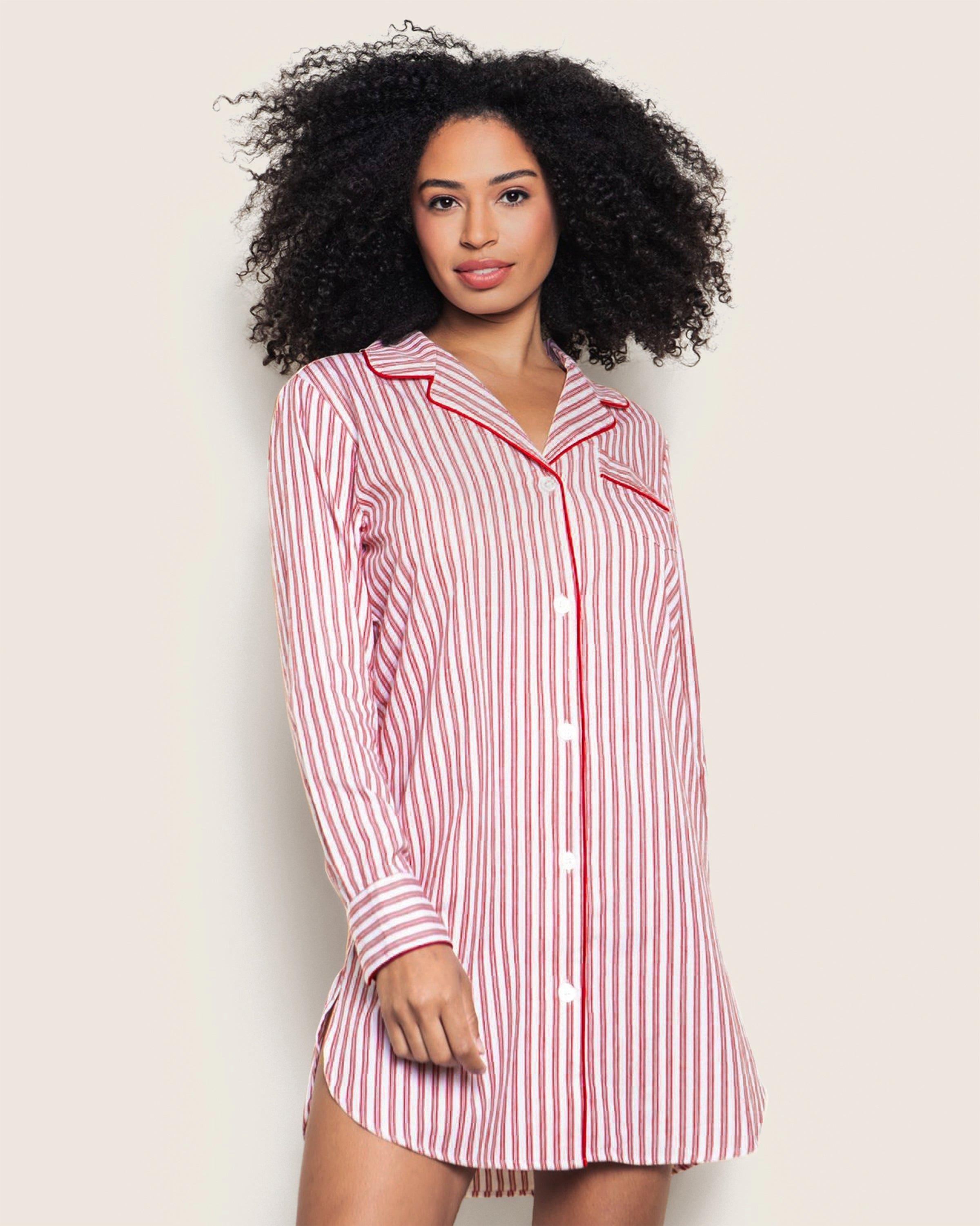 Women's Nightshirt in Antique Red Ticking image number 1