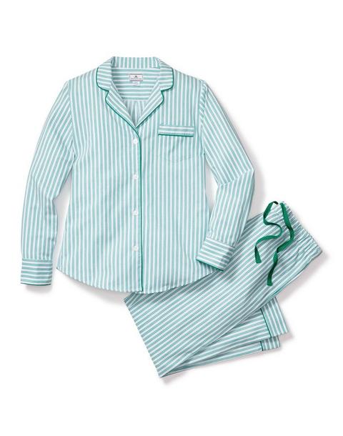 Women's Pajama Set in Emerald Ticking