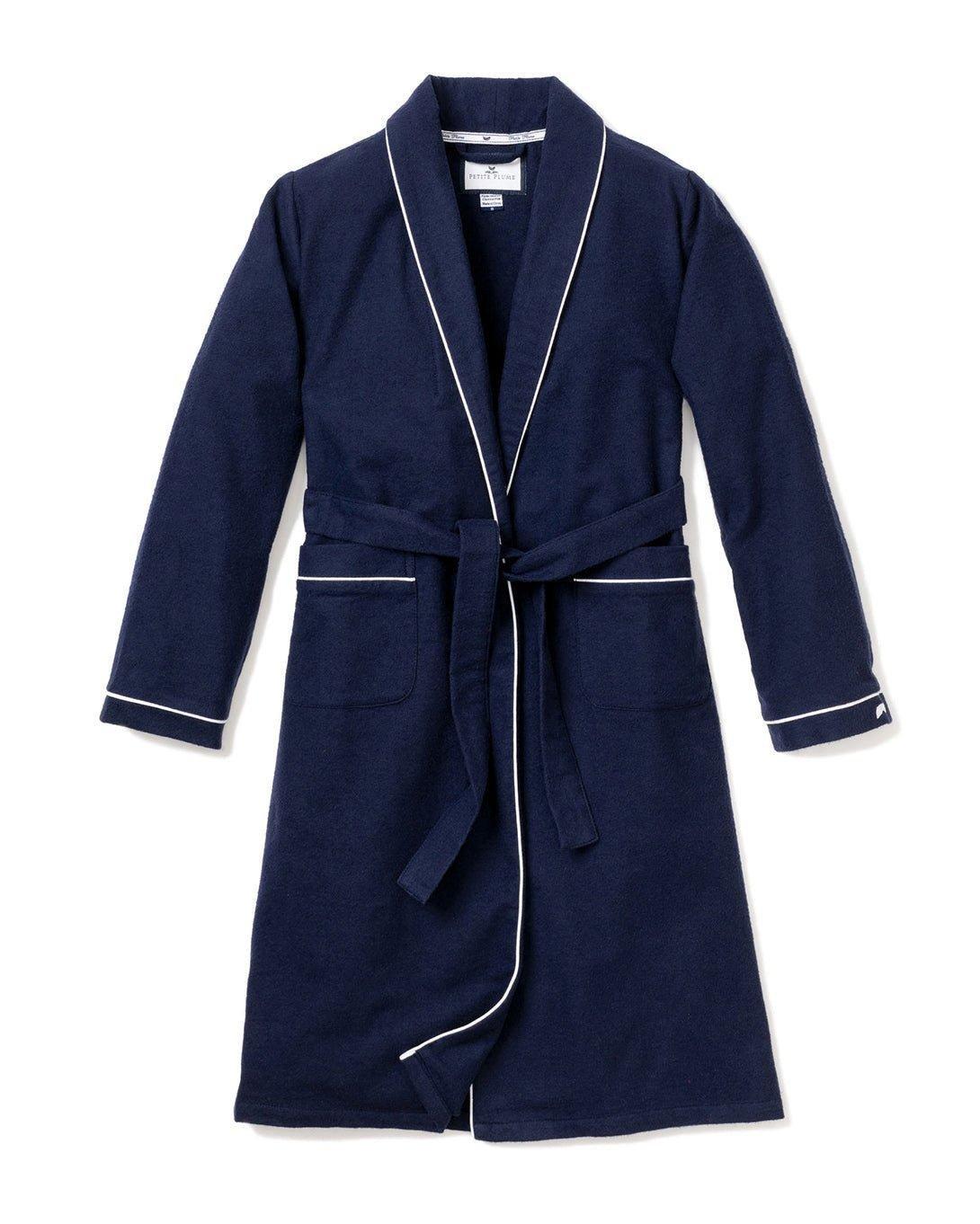 Men's Robe in Navy Flannel