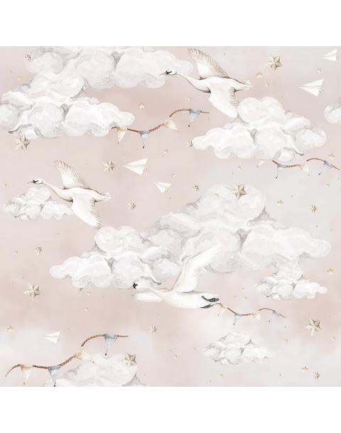 Magic Swans Pink Wallpaper