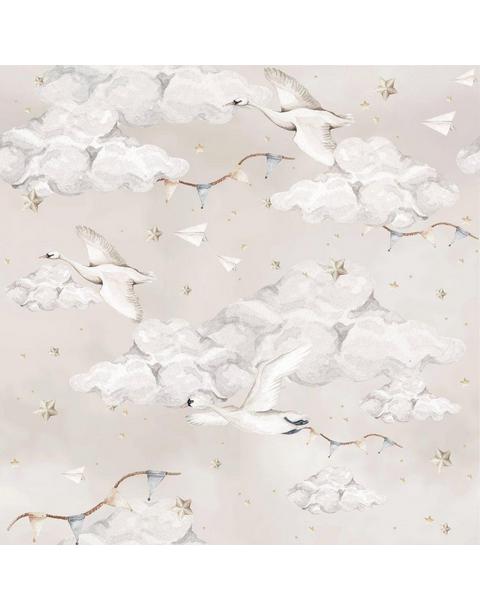 Magic Swans Beige Wallpaper