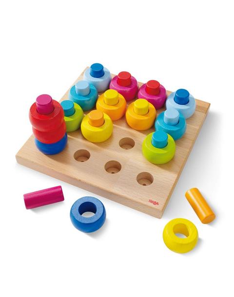 Rainbow Whirls Wooden Sorting and Stacking Game