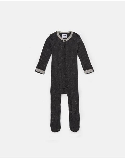 Long Sleeve Jumpsuit Footie - Hug Me - Heather Grey