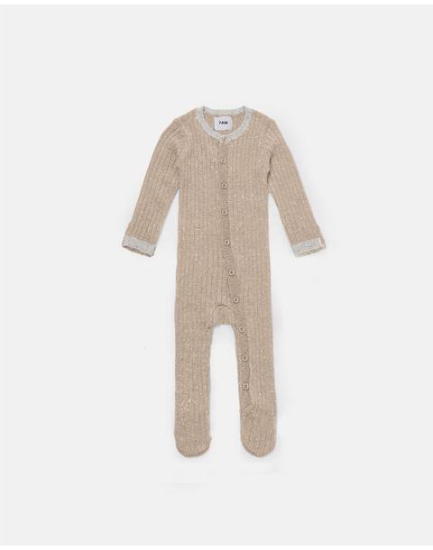 Long Sleeve Jumpsuit Footie - Hug Me - Oat