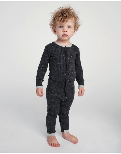 Long Sleeve Jumpsuit - Hug Me - Black Melange