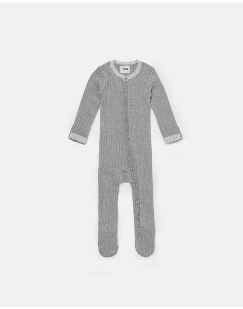 Long Sleeve Jumpsuit Footie - Hug Me - Heather Grey