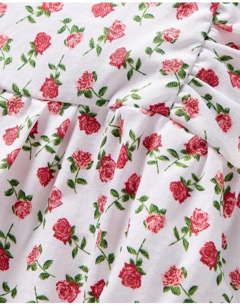Infants Ruffled Romper in Petite Petals