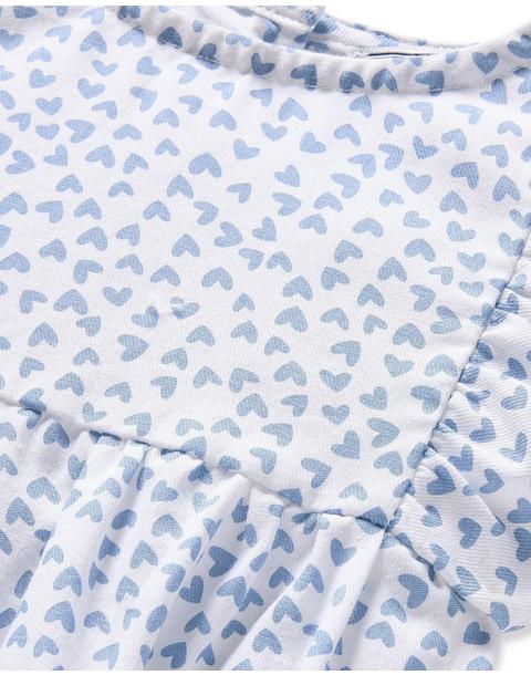 Infants Ruffled Romper in Bluehearts
