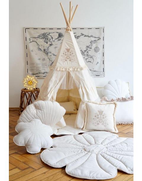“Boho” Teepee Tent with Frills and Embroidery