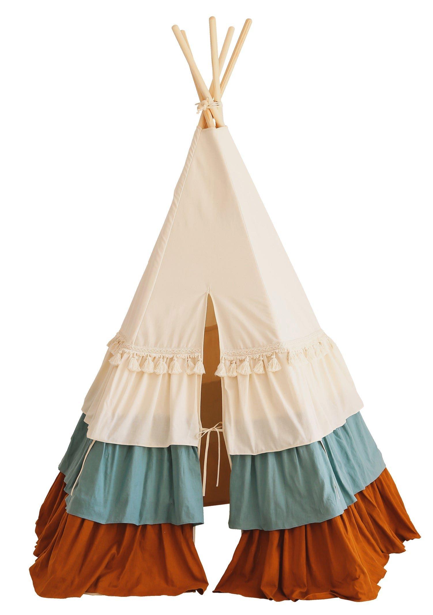 “Circus” Teepee Tent with Frills and "Caramel Candy" Mat Set image number 1