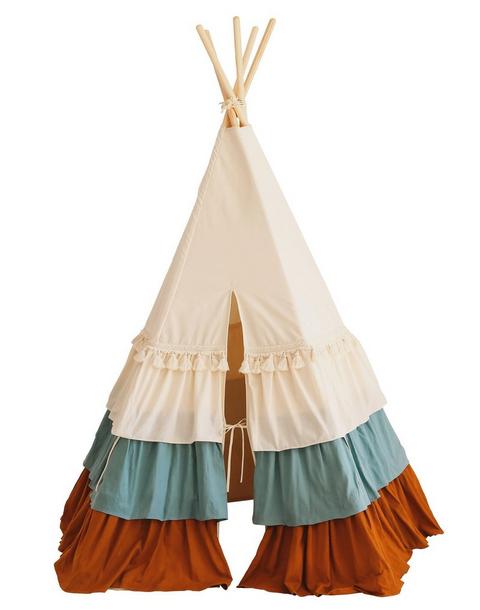 “Circus” Teepee Tent with Frills and "Caramel Candy" Mat Set