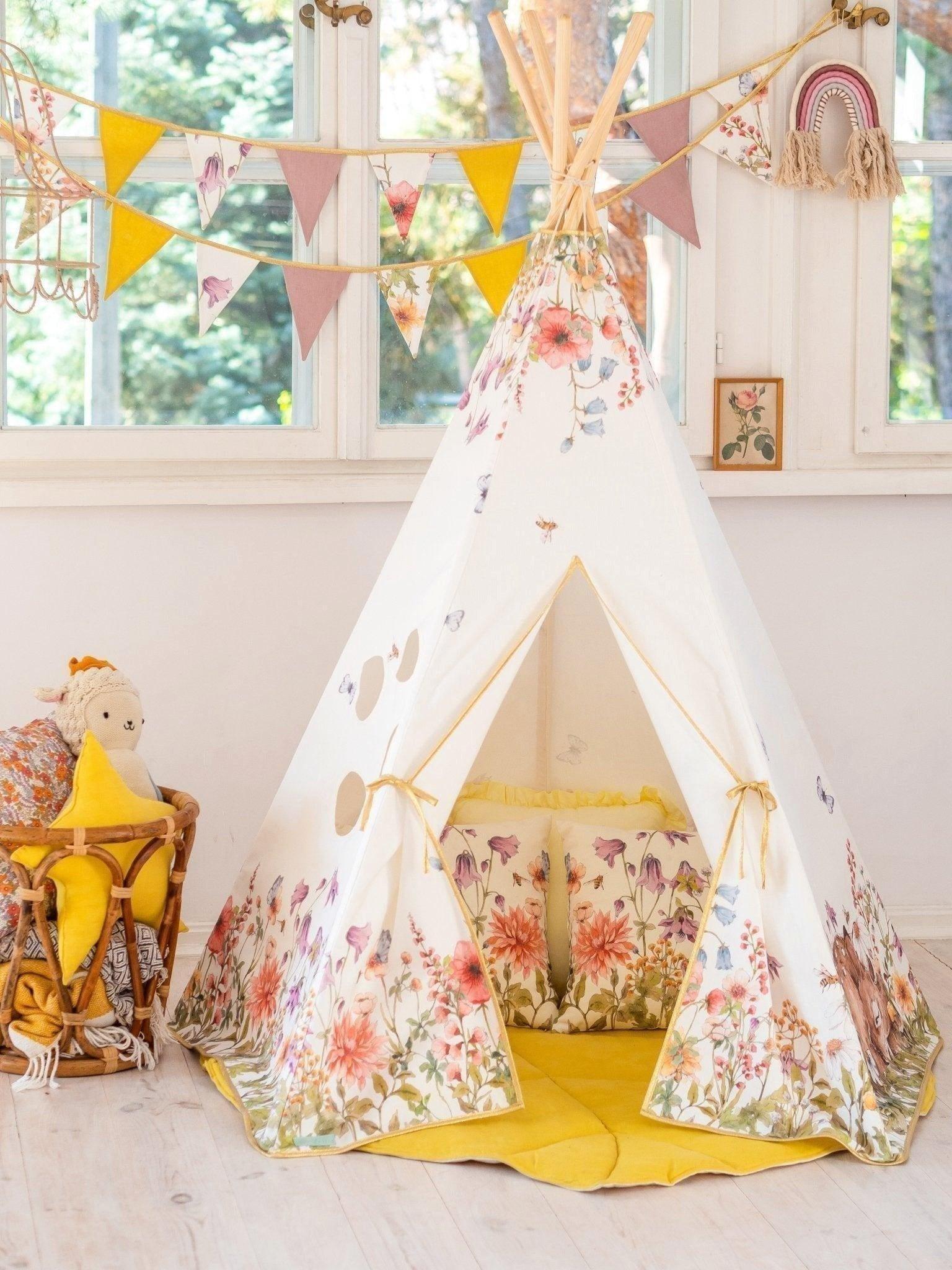“Wildflowers” Teepee and "Powder Pink" Leaf Mat Set image number 4