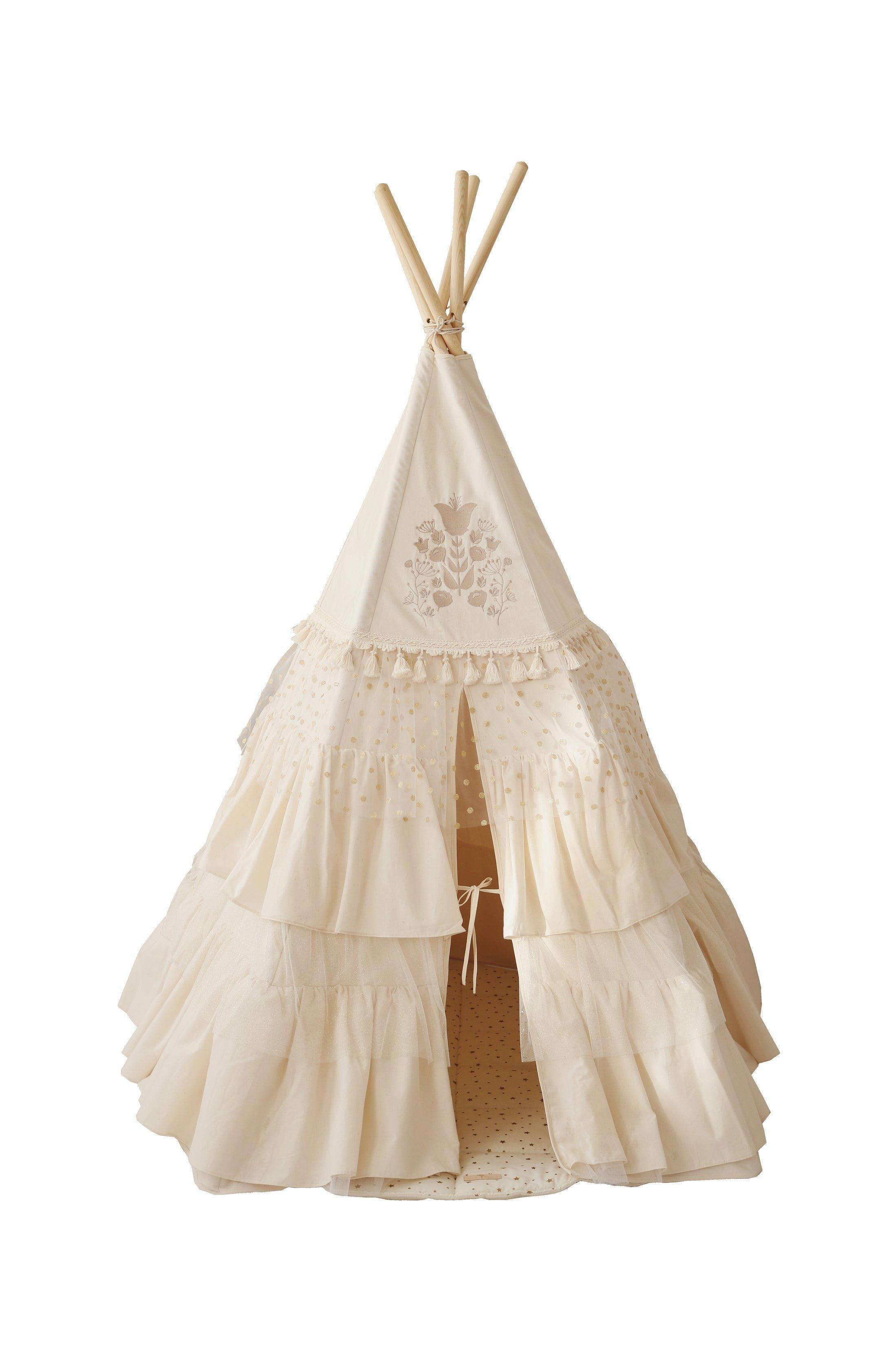 “Boho” Teepee Tent with Frills and "Caramel" Mat with Frill Set image number 2