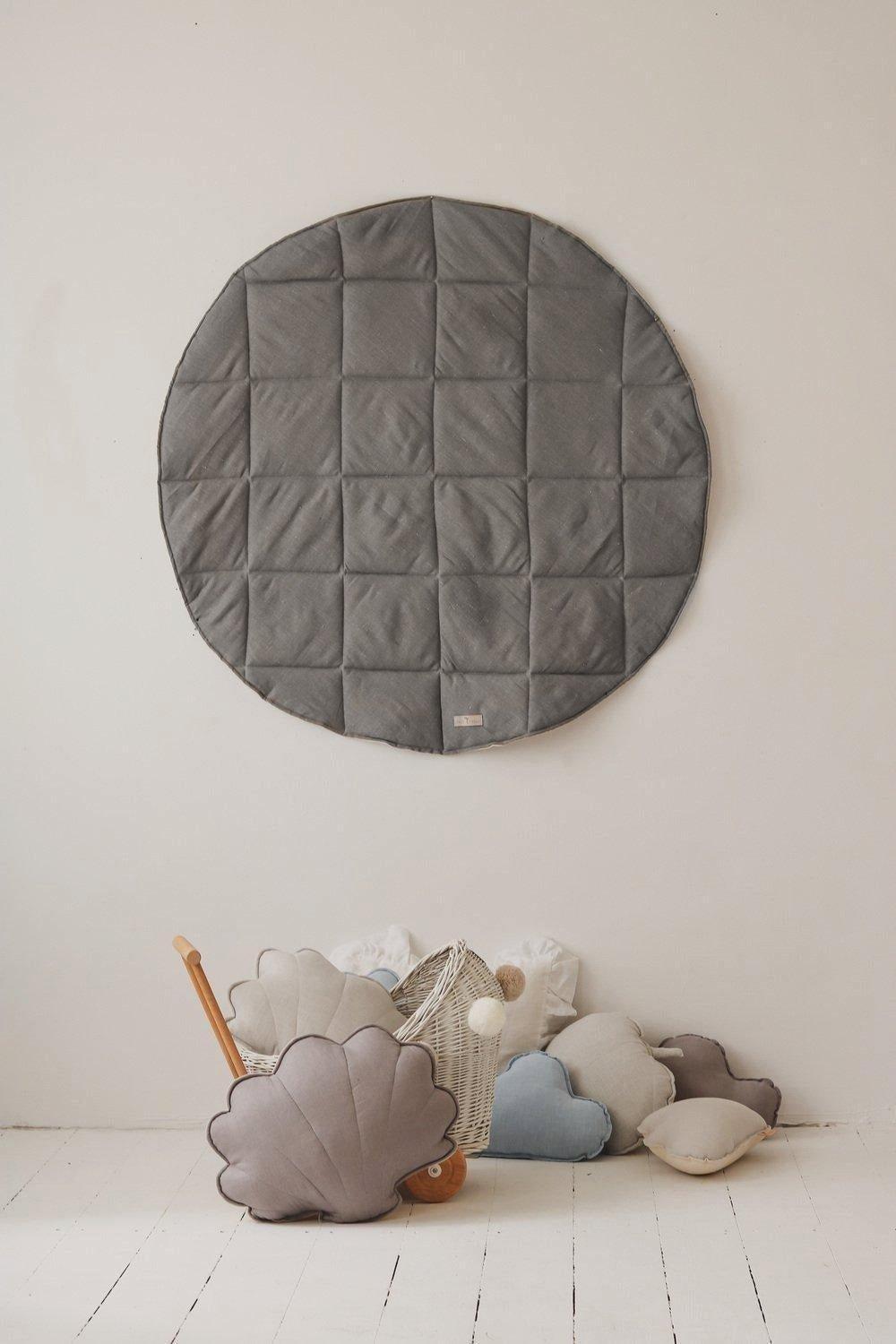 “Grey Pompoms” Teepee with Pompoms and Round Mat Set image number 2