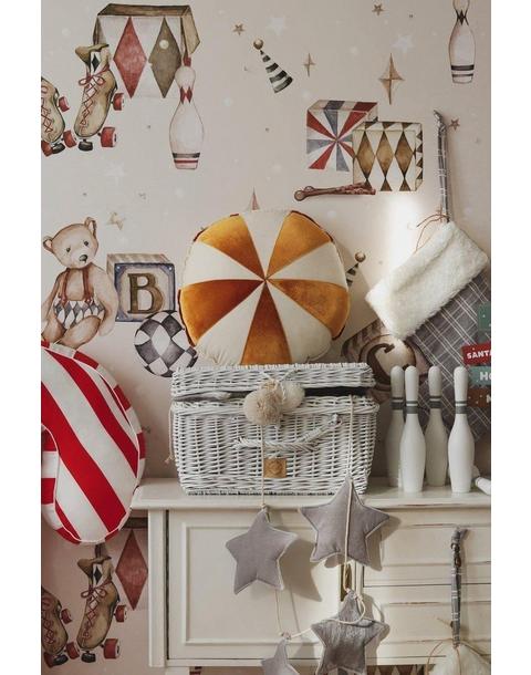 “Gold Circus” Round Patchwork Pillow