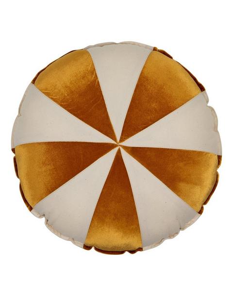 “Gold Circus” Round Patchwork Pillow