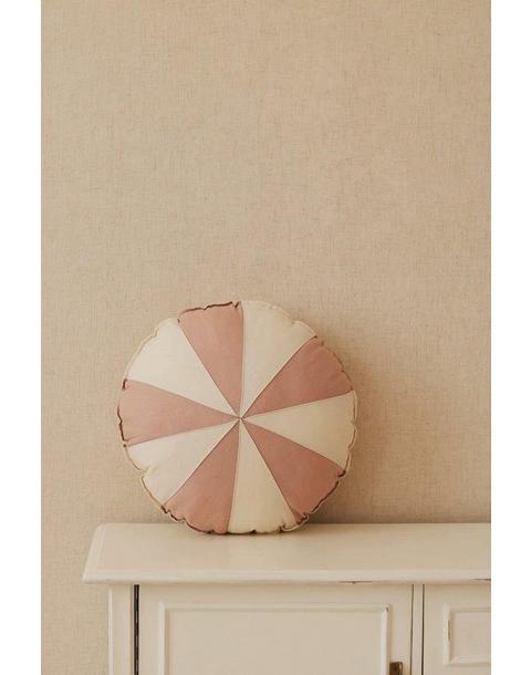 “Powder Pink Circus” Round Patchwork Pillow