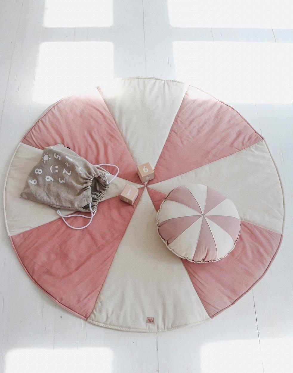 “Powder Pink Circus” Round Patchwork Pillow image number 3