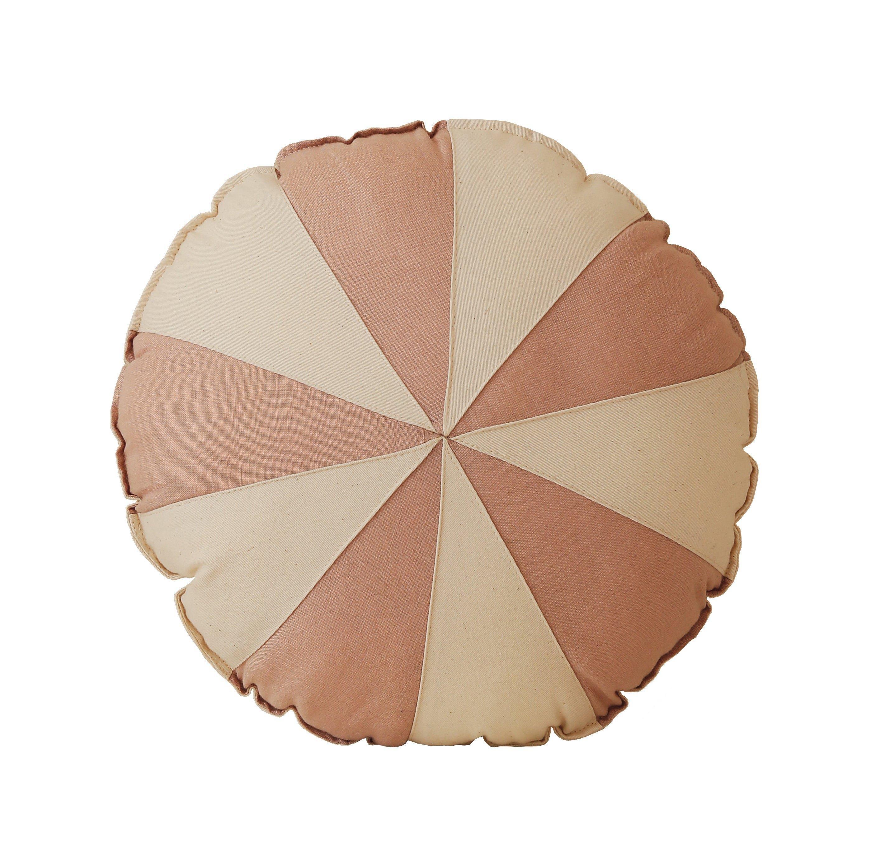 “Powder Pink Circus” Round Patchwork Pillow image number 1