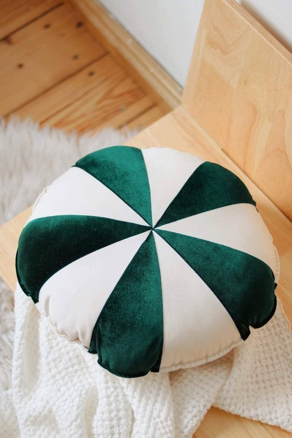 “Green Circus” Round Patchwork Pillow image number 2