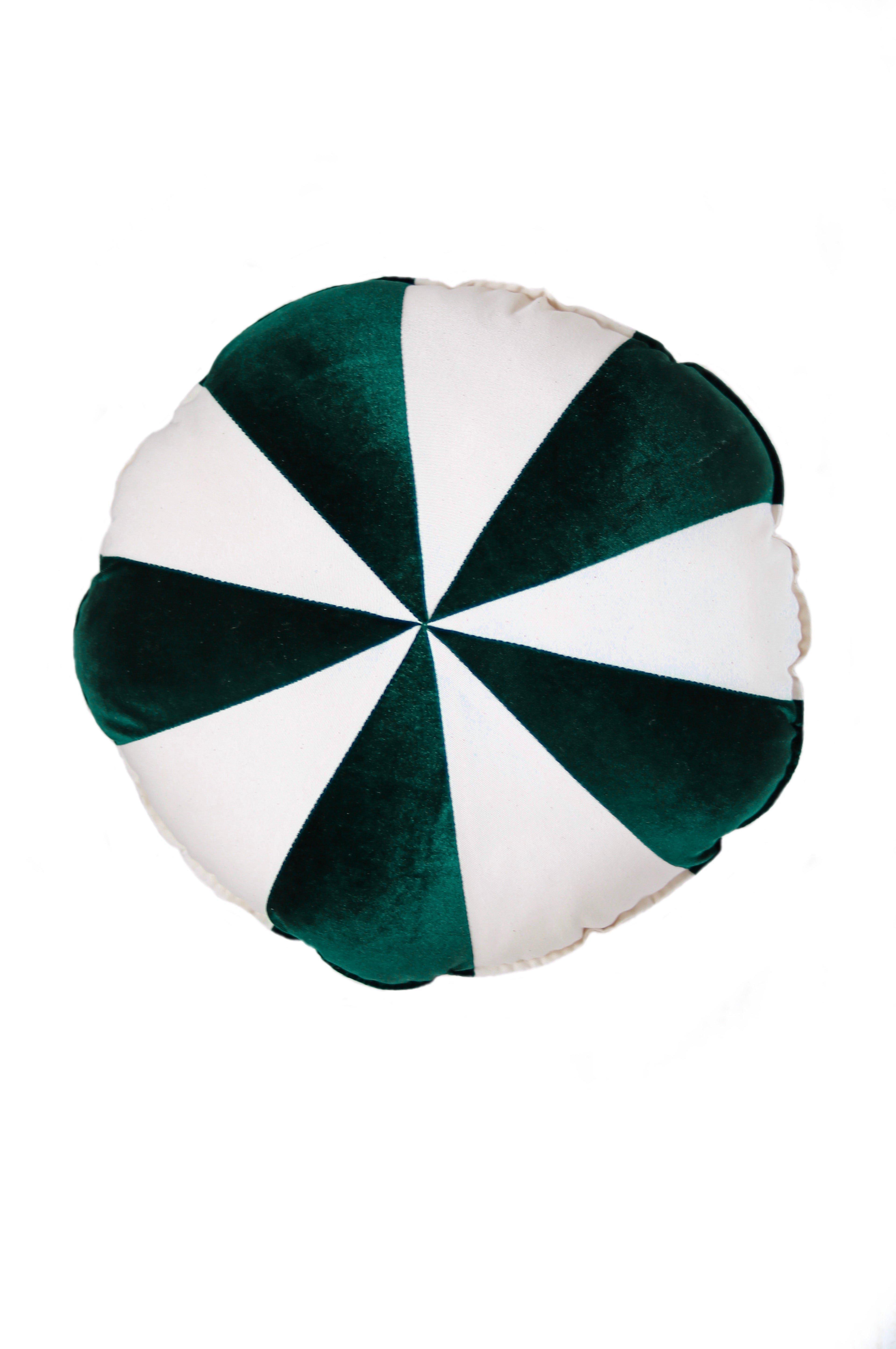 “Green Circus” Round Patchwork Pillow image number 1