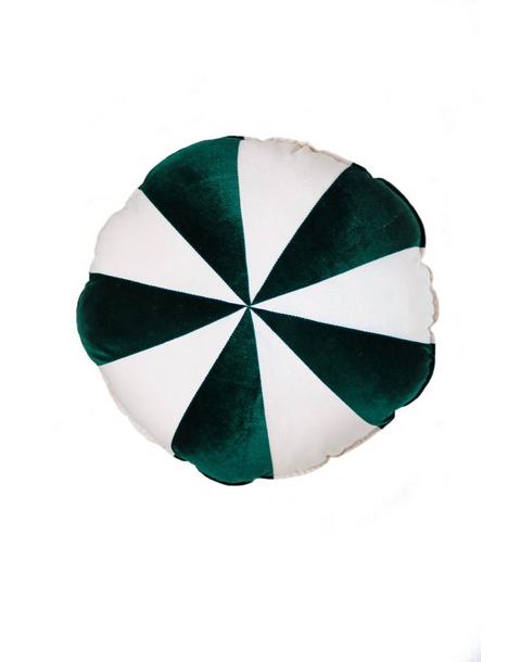 “Green Circus” Round Patchwork Pillow