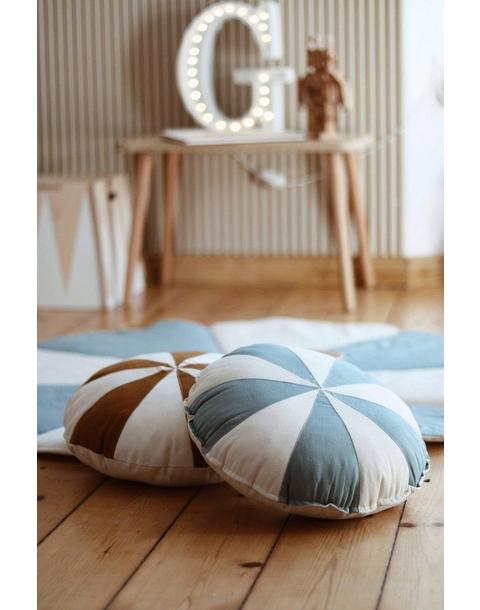 “Blue Circus” Round Patchwork Pillow